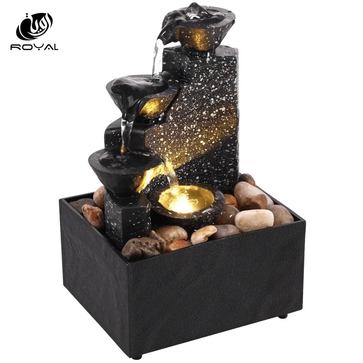 Tabletop Waterfall Decor Relaxation Desktop Fountain With Soft Lights Flowing Water Reusable Tabletop Fountain Landscape