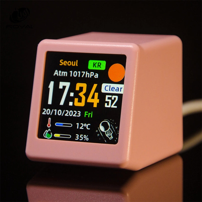 Small Portable Smart Wifi Weather Station Display Weather Temperature Humidity Time Alarm Clock Desktop Decoration