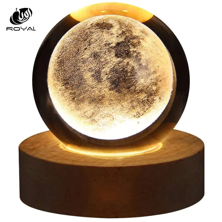 Gift Festival USB LED night light, Galaxy Crystal Ball lamp, 3D planet moon lamp, home decoration