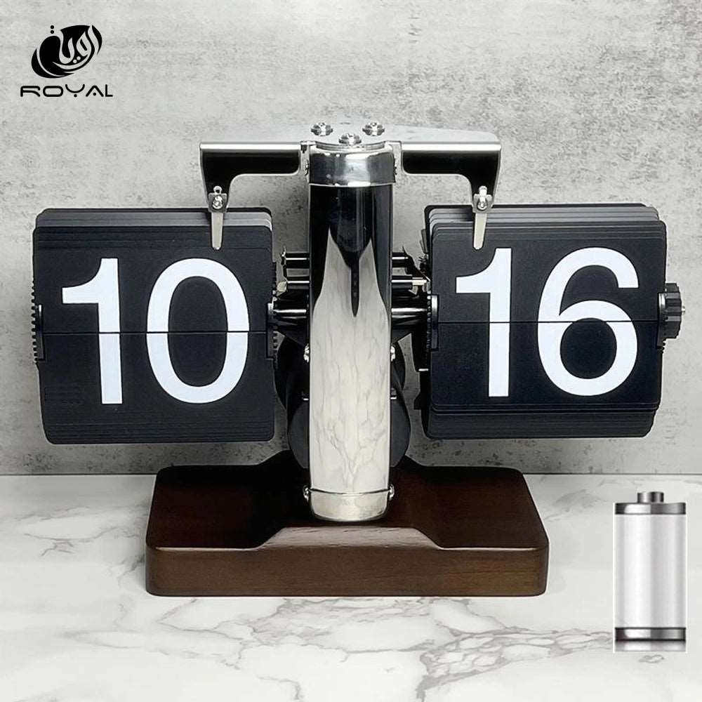 Mordern Style Flip Clock Turning Page Time for Home Desktop Decoration with Full of Sense of Technology. A Battery Included