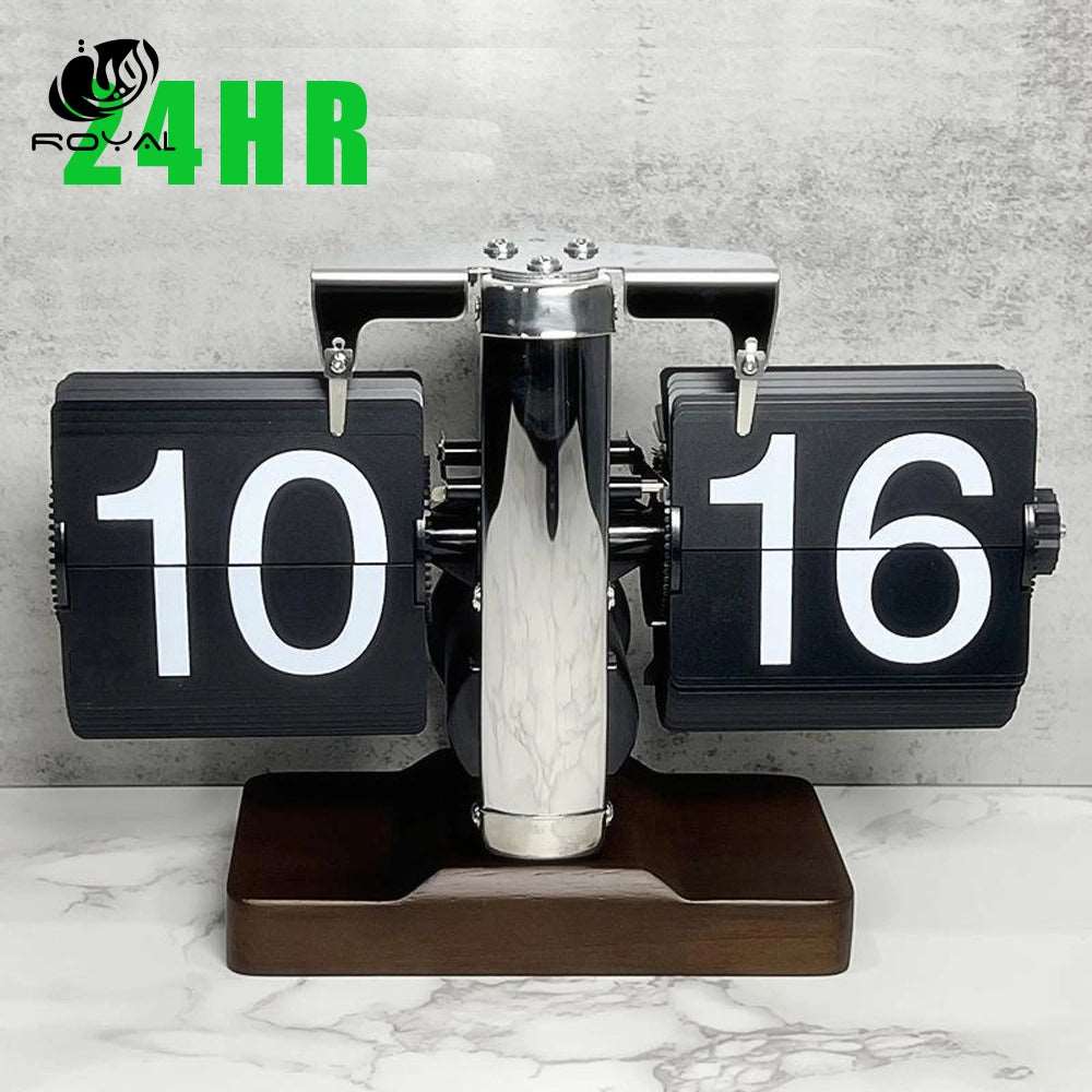 Mordern Style Flip Clock Turning Page Time for Home Desktop Decoration with Full of Sense of Technology. A Battery Included