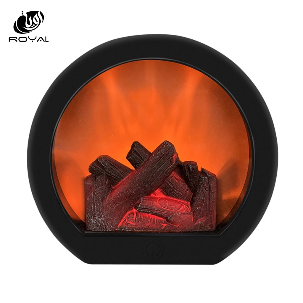 1pc LED Simulated Fireplace Lamp, Creative Touch Switch Fake Flame Light, USB Powered Simulation Charcoal Flame Lantern, Christm