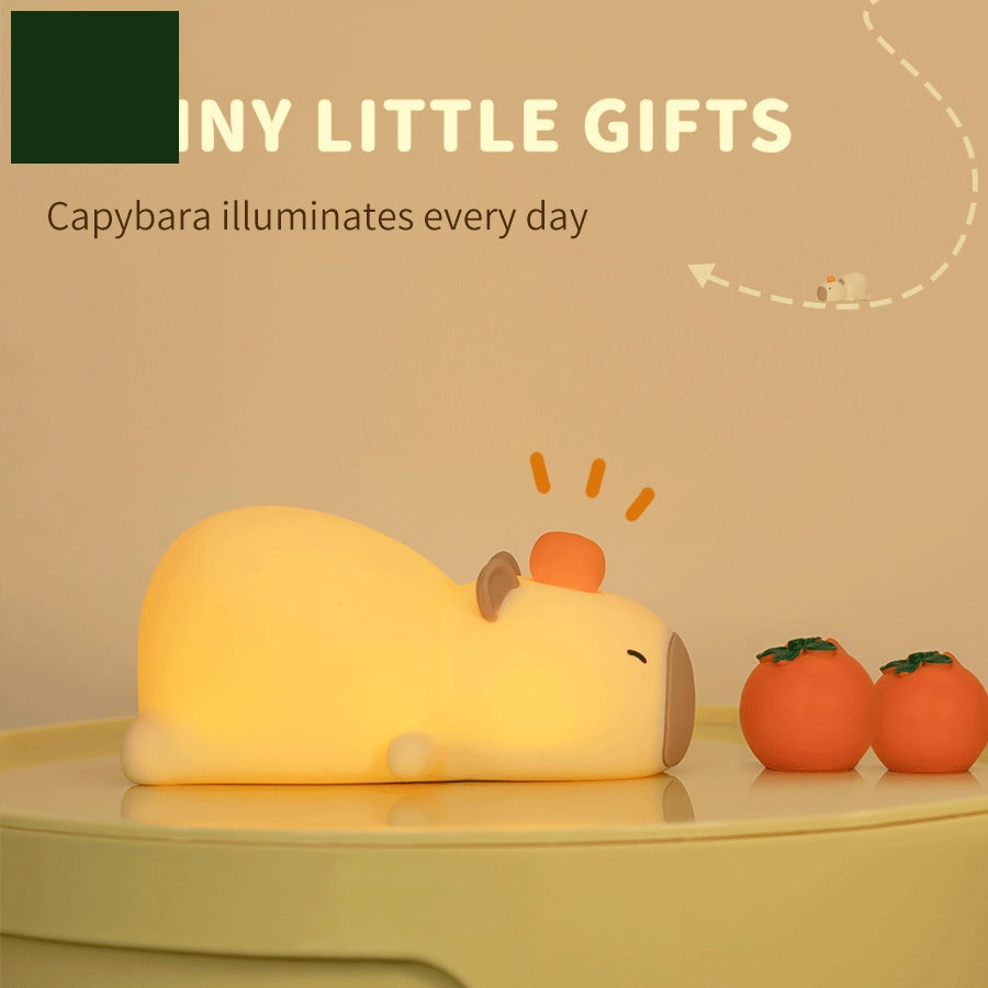 LED Night Lights Cute Capybara Silicone Lamp with Clock USB Rechargeable Timing Bedside Room Decor nightlight Kids Birthday Gift