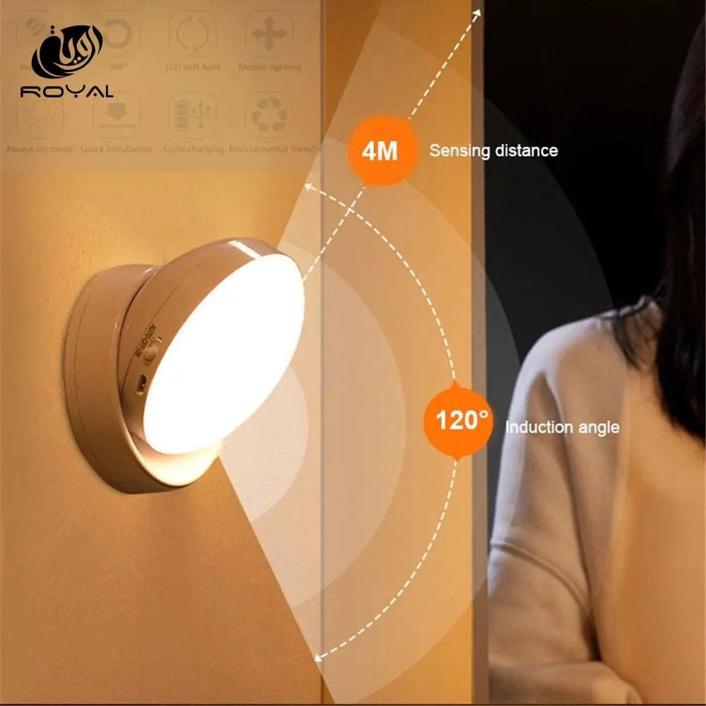 360 Rotated PIR Motion Sensor LED Night Light Wall Lamps Rechargeable  Under Cabinet Light Wireless Closet Night Lamp