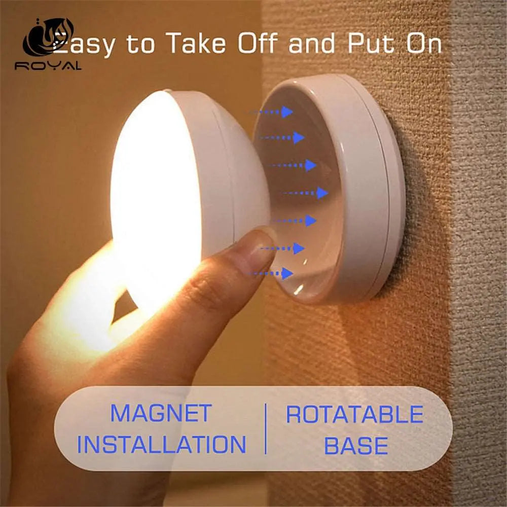 360 Rotated PIR Motion Sensor LED Night Light Wall Lamps Rechargeable  Under Cabinet Light Wireless Closet Night Lamp