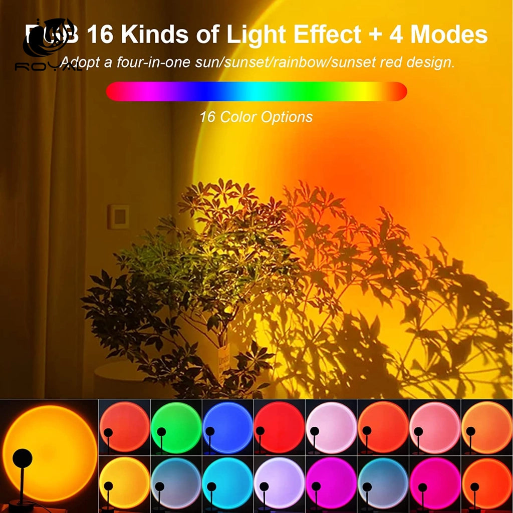 Smart Bluetooth Night Light Rainbow Sunset Projector Lamp for Home Coffe shop Background Wall Decoration Atmosphere Table Lamp