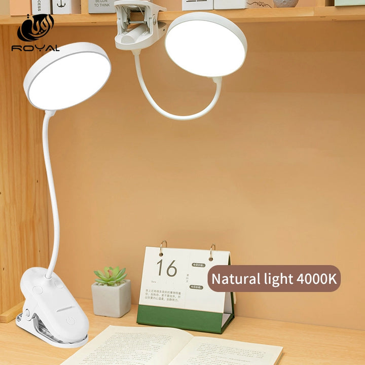 Table Lamp USB Rechargeable Desk Lamp With Clip Bed Reading Book Night Light LED Touch 3 Modes Dimming Eye Protection Light