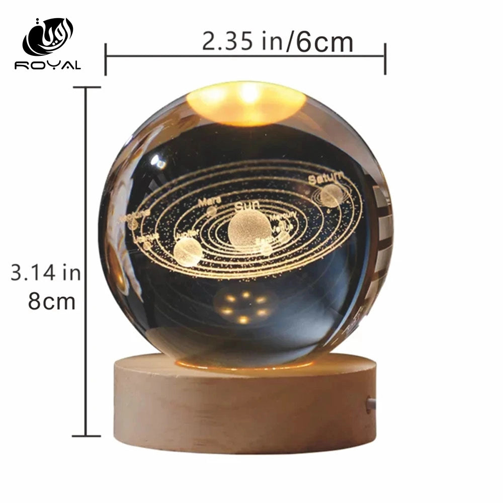 USB LED night light, Galaxy Crystal Ball lamp, 3D planet moon lamp, home decoration