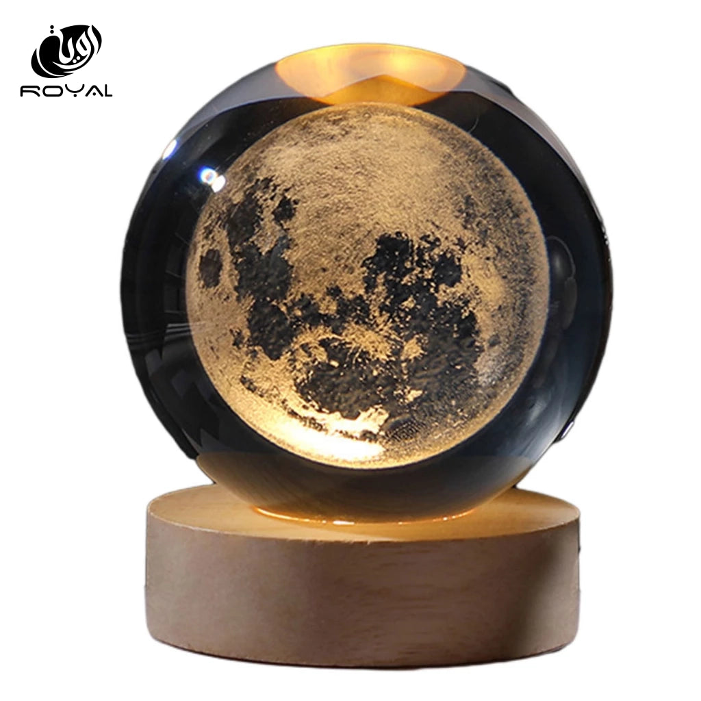 USB LED night light, Galaxy Crystal Ball lamp, 3D planet moon lamp, home decoration