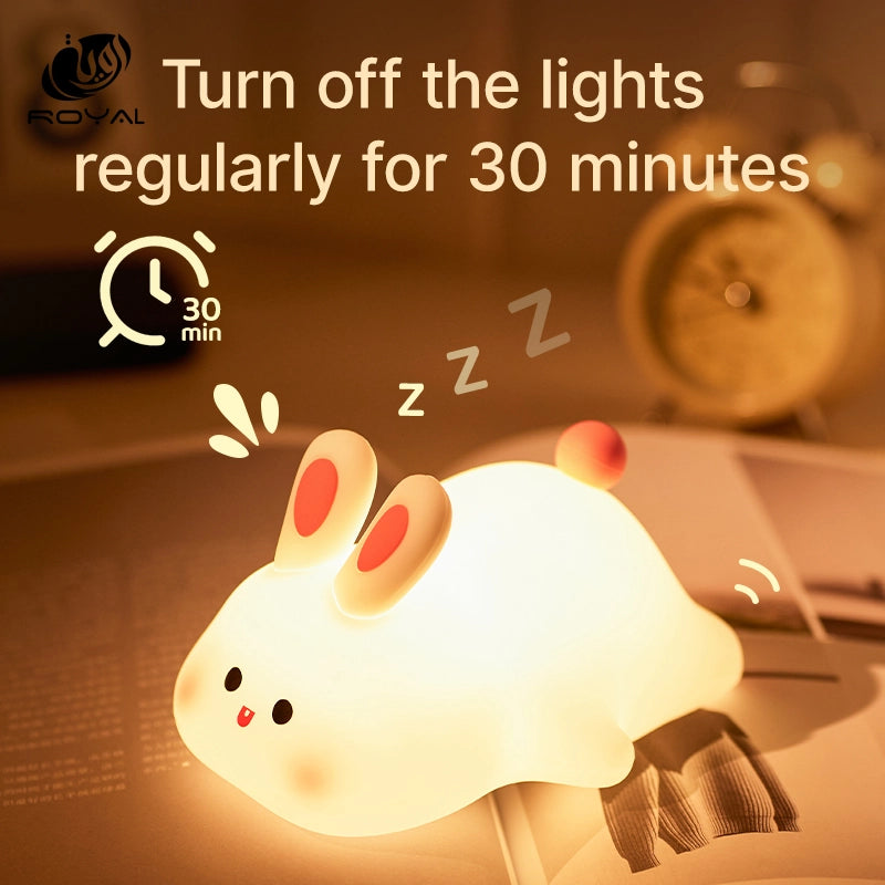 LED Night Lights Cute Sheep Panda Rabbit Silicone Lamp USB Rechargeable Timing Bedside Decor Kids Baby nightlight Birthday Gift