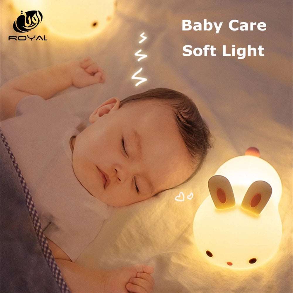 LED Night Lights Cute Sheep Panda Rabbit Silicone Lamp USB Rechargeable Timing Bedside Decor Kids Baby nightlight Birthday Gift