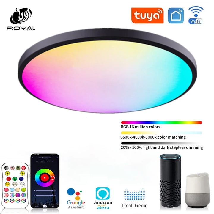 Tuya Smart WiFi LED Round Ceiling Light RGBCW Dimmable 220V Work With Alexa Google Assistant For Living Room Bedroom Home Decor