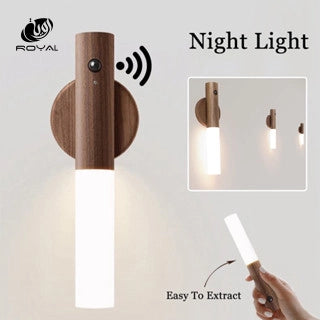 LED Wood USB Night Light Magnetic Wall Lamp Kitchen Cabinet Closet light Home Staircase Bedroom Table Move Lamp Bedside Lighting