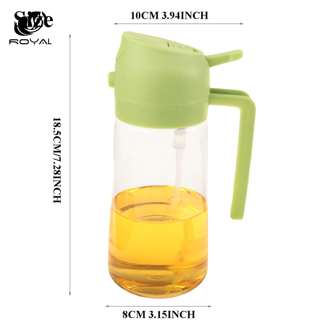 16oz Oil Dispenser Bottle for Kitchen, 2 in 1 Olive Oil Dispenser and Oil Sprayer, 470ml Olive Oil Spray Bottle for Cooking