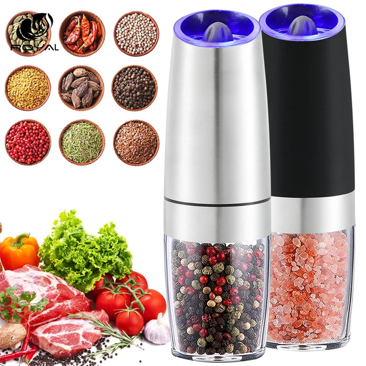 Gravity LED Electric Spice Grinder Electric Fully Automatic Grinder Adjustable Thickness Barbecue Seasoning Tool Pepper Grinder