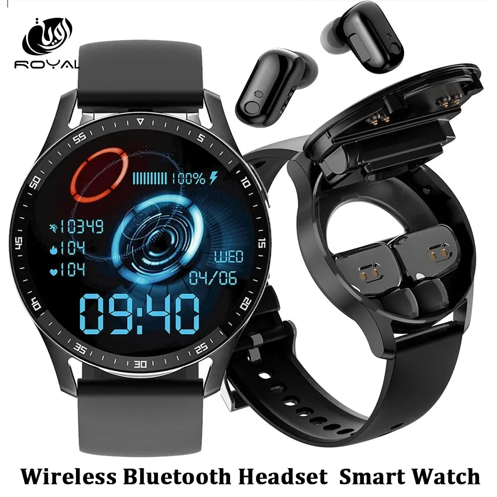 X7 2 in 1 Smart Watch With Earbuds Smartwatch TWS Bluetooth Earphone Heart Rate Blood Pressure Monitor Sport Watch Fitness Watch The Royal Riwayah