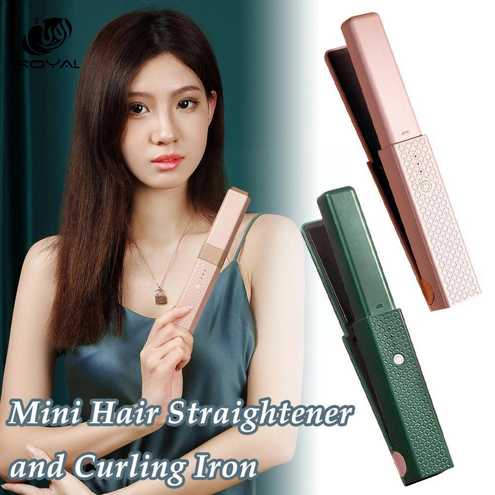 2 In 1 Mini Hair Straightener And Curling Iron Hair Curling Portable Rechargeable Straighteners Comb USB Straightening Hair N6M0