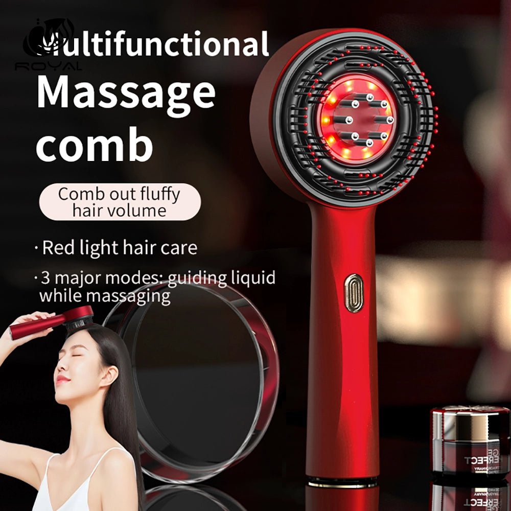 3 Modes Electric Massage Comb Portable Red Light Laser Comb for Hair Follicle Hair Follicles On The Head Essence Oil Applicator The Royal Riwayah