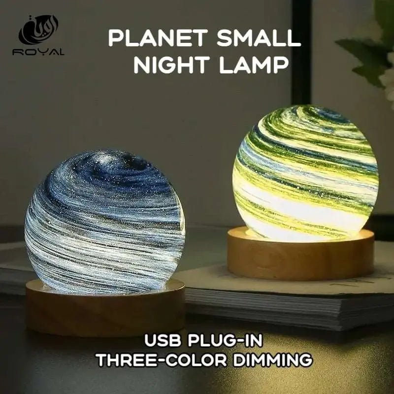 3D Moon Glass Lamp USB Powered Planet Mini Night Light With Wooden Stand For Kids Girls Boys Friends Birthday Christmas Gifts The Royal Riwayah