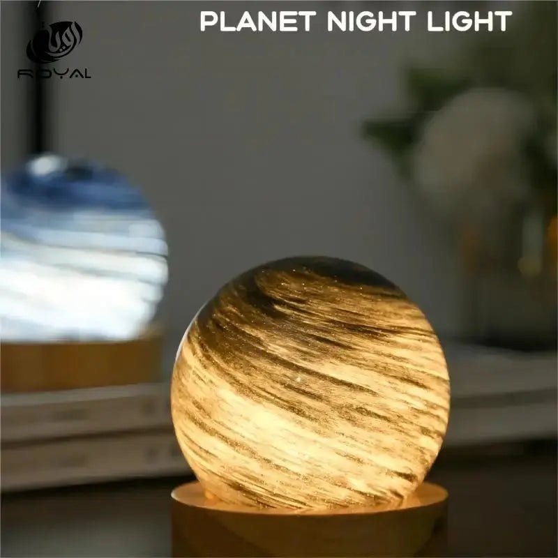 3D Moon Glass Lamp USB Powered Planet Mini Night Light With Wooden Stand For Kids Girls Boys Friends Birthday Christmas Gifts The Royal Riwayah