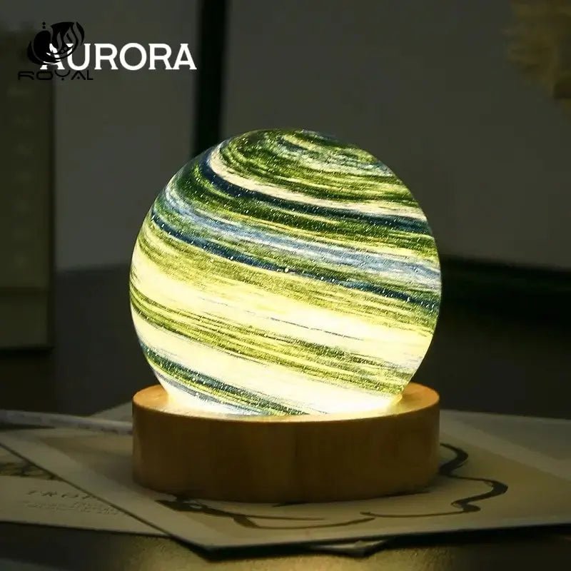 3D Moon Glass Lamp USB Powered Planet Mini Night Light With Wooden Stand For Kids Girls Boys Friends Birthday Christmas Gifts The Royal Riwayah