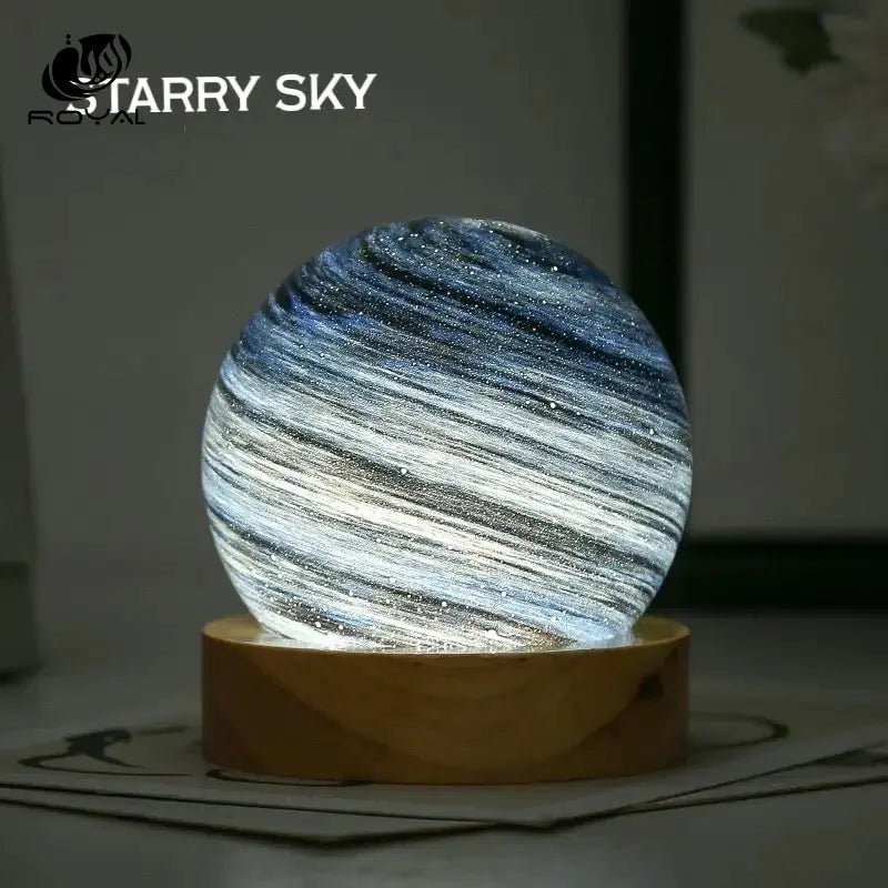 3D Moon Glass Lamp USB Powered Planet Mini Night Light With Wooden Stand For Kids Girls Boys Friends Birthday Christmas Gifts The Royal Riwayah