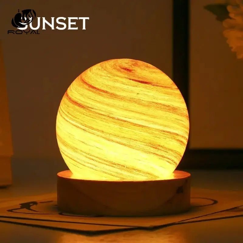 3D Moon Glass Lamp USB Powered Planet Mini Night Light With Wooden Stand For Kids Girls Boys Friends Birthday Christmas Gifts The Royal Riwayah