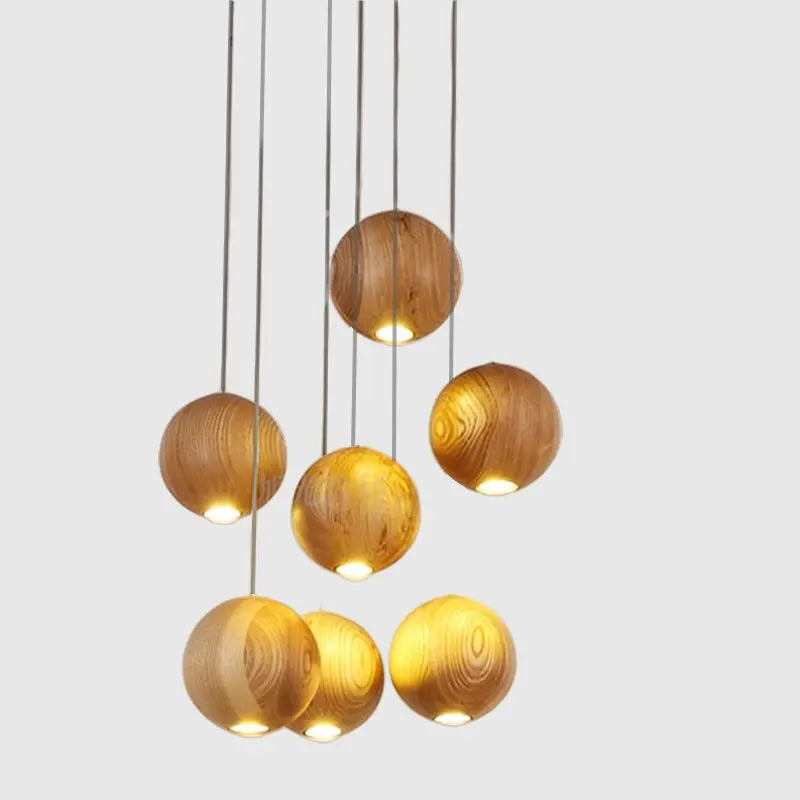 Royal® Nordic Round Wooden Ball Pendant Chandelier | Adjustable Height - The Royal Riwayah