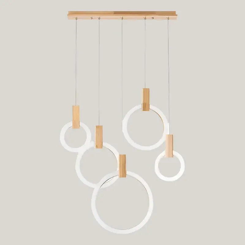 Royal® Nordic Wooden Acrylic Ring Chandelier Light | Modern, LED Light The Royal Riwayah