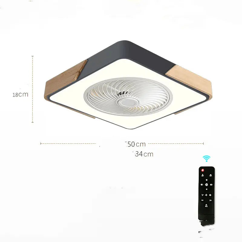 Modern Enclosed Invisible Dimmable Remote Ceiling Fan with Light