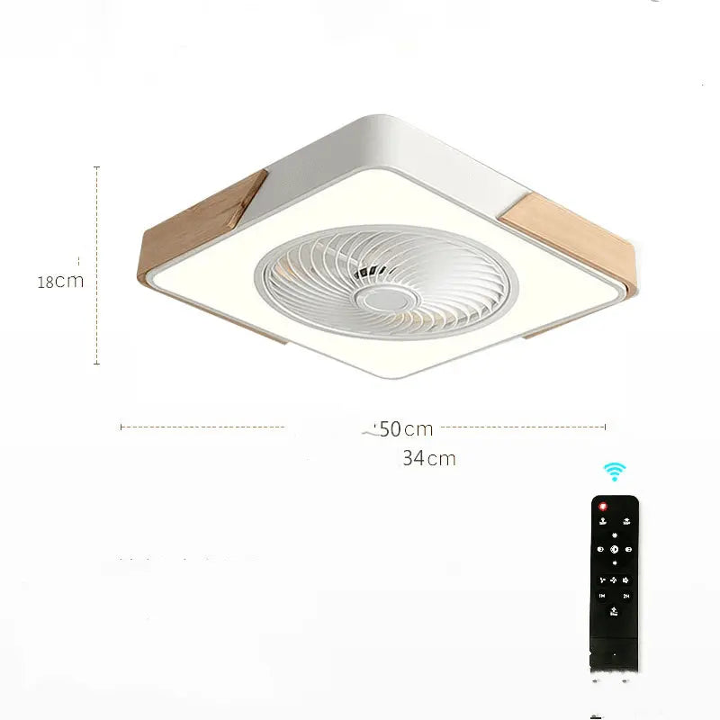 Modern Enclosed Invisible Dimmable Remote Ceiling Fan with Light