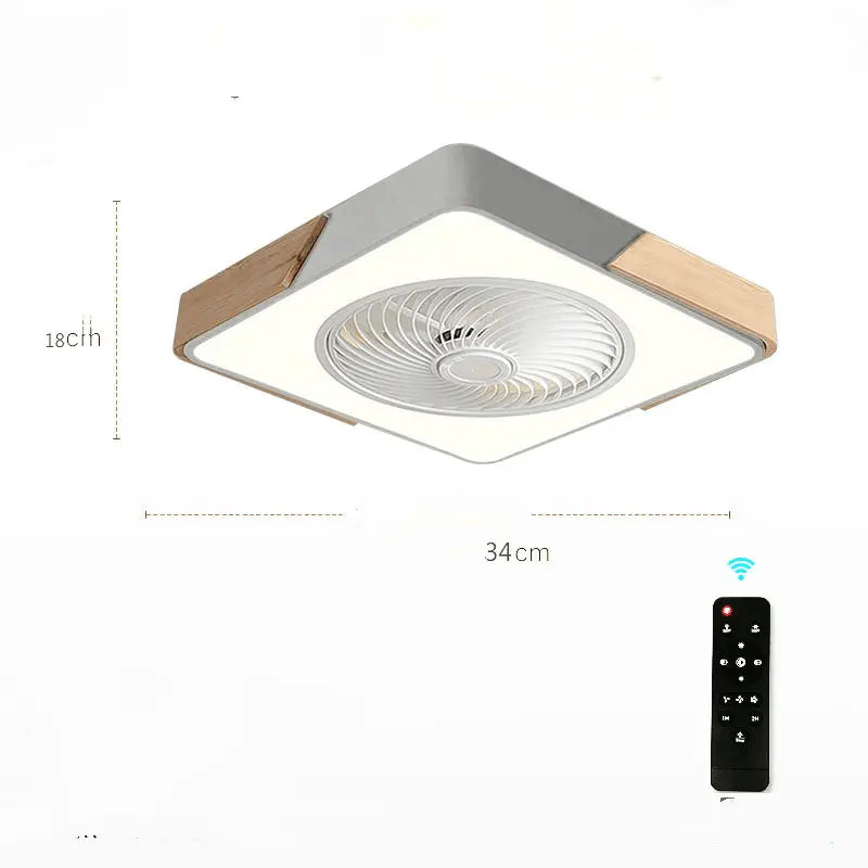 Modern Enclosed Invisible Dimmable Remote Ceiling Fan with Light