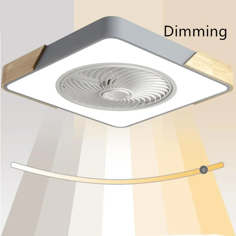 Modern Enclosed Invisible Dimmable Remote Ceiling Fan with Light