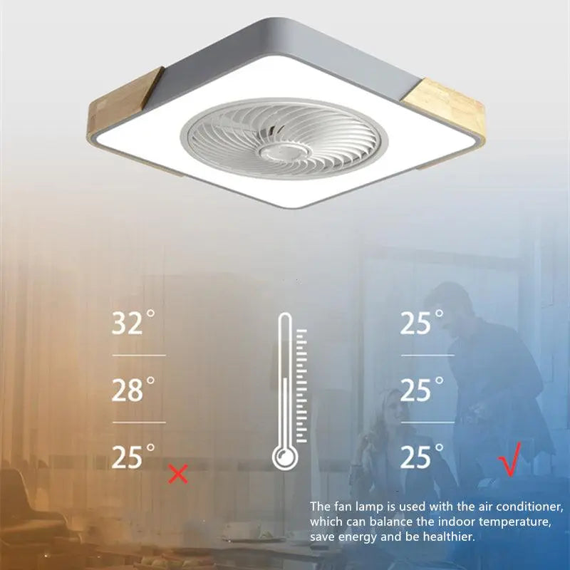 Modern Enclosed Invisible Dimmable Remote Ceiling Fan with Light