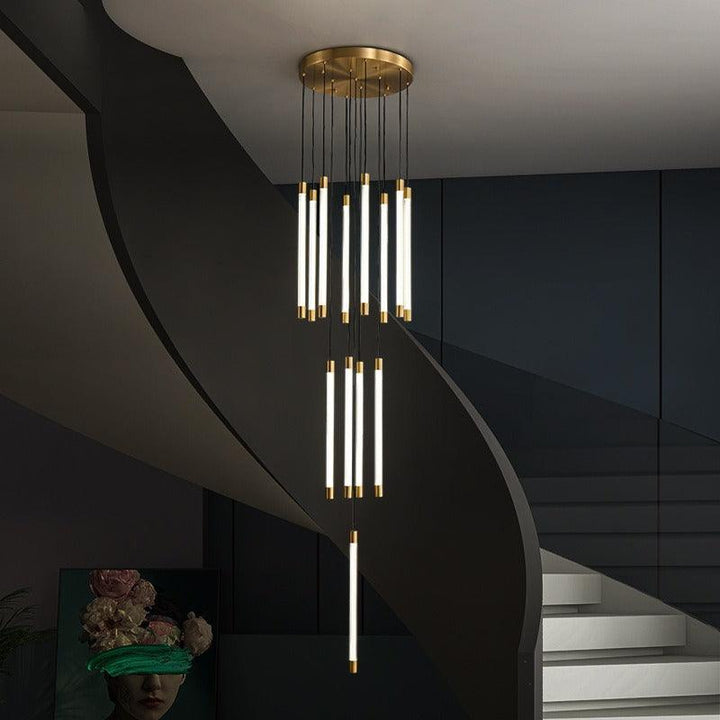 Dubai's Modern Marvel: All-Copper Staircase Chandelier | Royal Riwayah