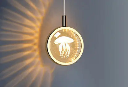 Unique Nordic Carved Earth Bar Jellyfish Crystal Chandelier