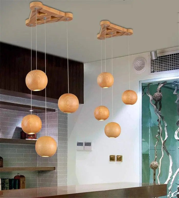 Royal® Nordic Round Wooden Ball Pendant Chandelier | Adjustable Height - The Royal Riwayah