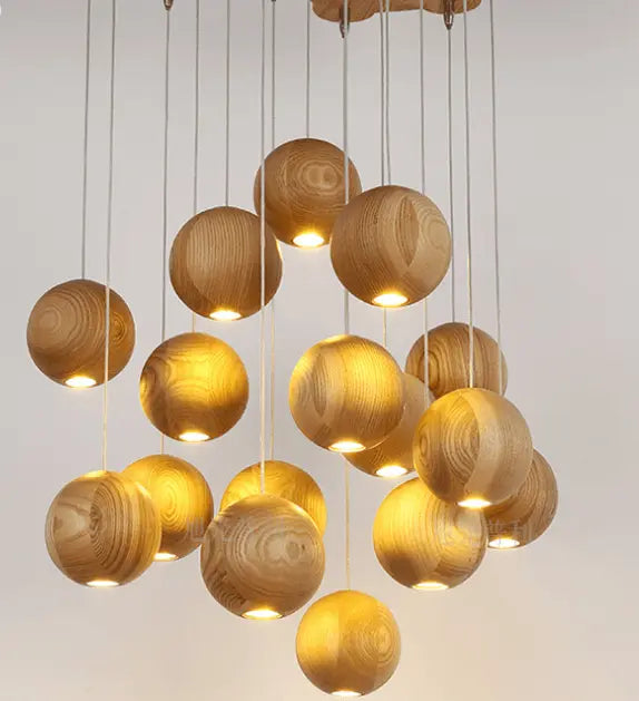 Royal® Nordic Round Wooden Ball Pendant Chandelier | Adjustable Height - The Royal Riwayah