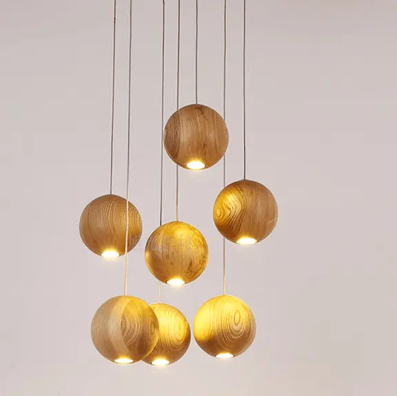 Royal® Nordic Round Wooden Ball Pendant Chandelier | Adjustable Height - The Royal Riwayah