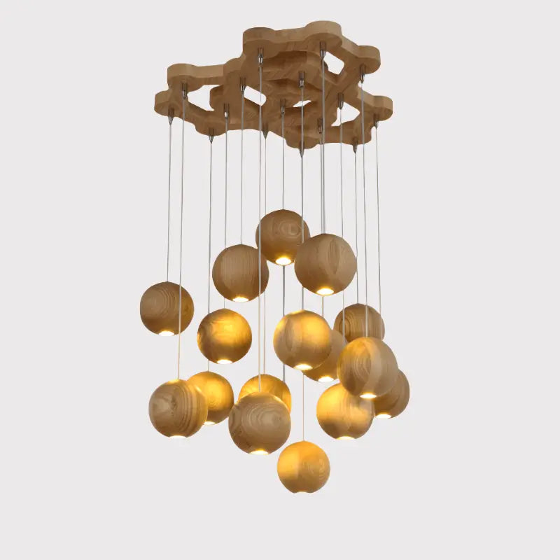 Royal® Nordic Round Wooden Ball Pendant Chandelier | Adjustable Height - The Royal Riwayah