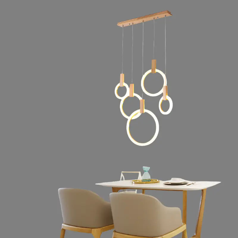 Royal® Nordic Wooden Acrylic Ring Chandelier Light | Modern, LED Light The Royal Riwayah