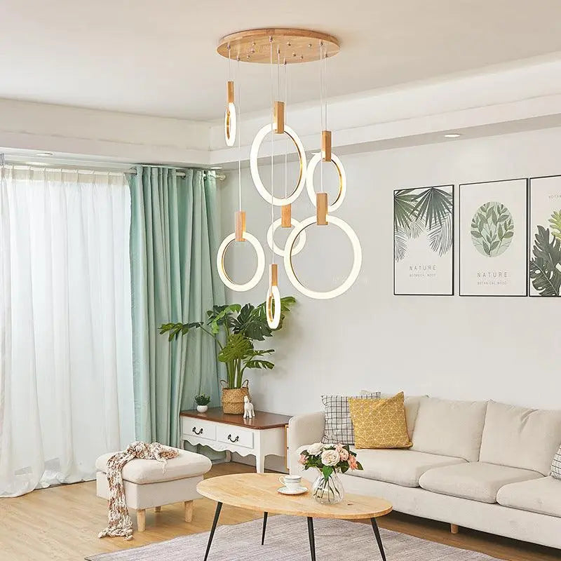 Nordic Wood Ring Chandelier (Modern, LED Light, UAE) | The Royal Riwayah