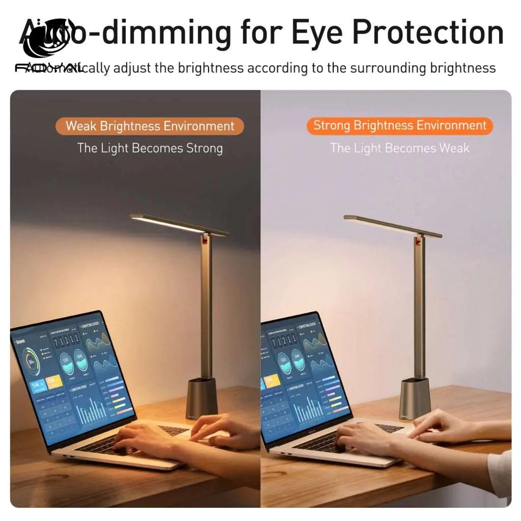 Baseus LED Desk Lamp Eye Protect Study Dimmable Office Light Foldable Table Lamp Smart Adaptive Brightness Bedside Lamp For Read The Royal Riwayah