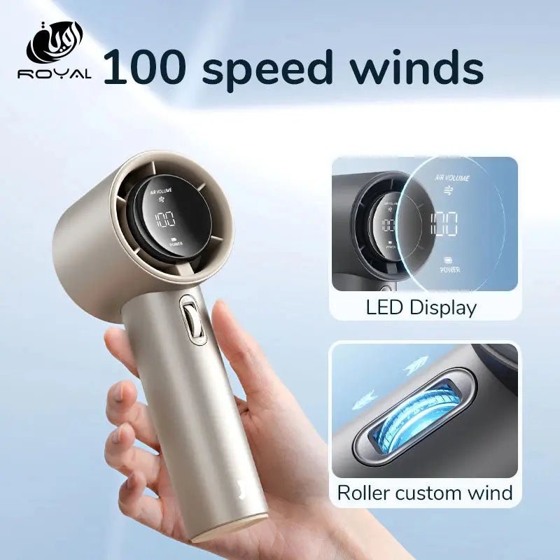 JISULIFE Portable Hand Fan , 100 Wind Speeds, Mini Bladeless Handheld Fan, USB Rechargeable Personal Fans, Electric Eyelash Fan The Royal Riwayah